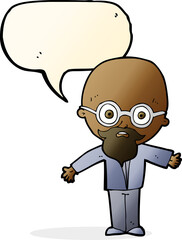 cartoon genius scientist with speech bubble