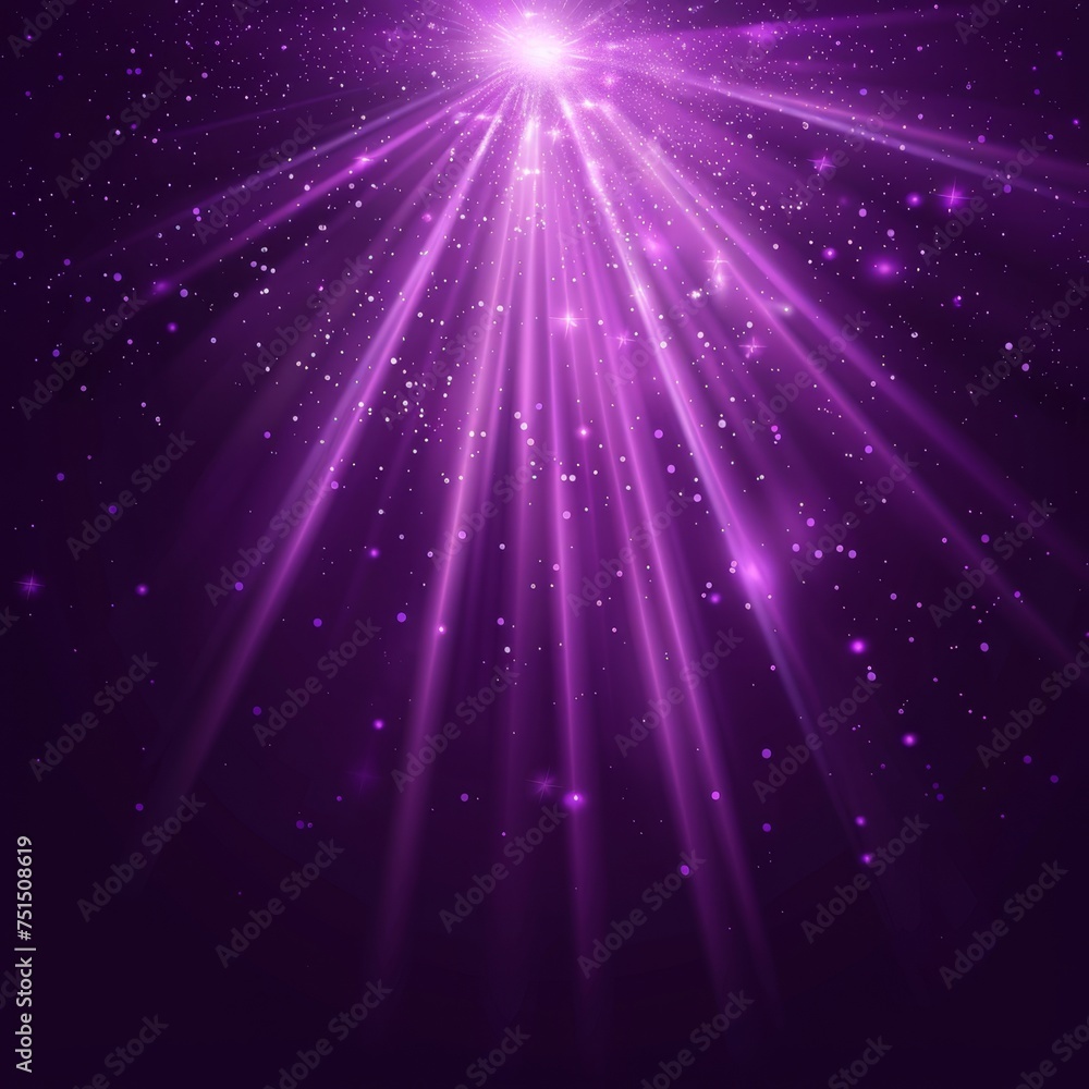 Poster a light background with purple beams and flare effect glow on a transparent layout. abstract magic, 