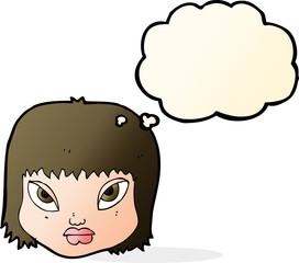 cartoon annoyed face with thought bubble
