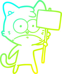 cold gradient line drawing cartoon nervous cat