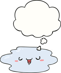 cartoon puddle with face and thought bubble