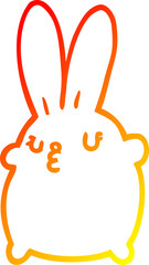 Obraz premium warm gradient line drawing cute cartoon rabbit