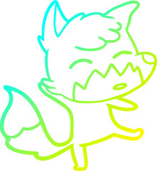 cold gradient line drawing cartoon fox
