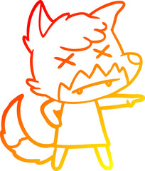 warm gradient line drawing cartoon dead fox