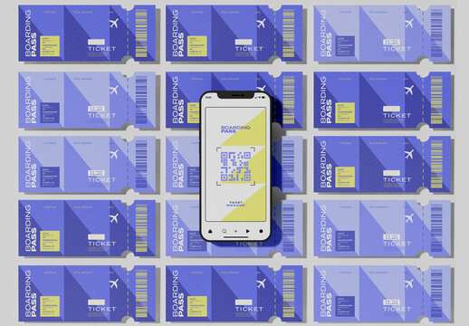 Smartphone with Ticket Pass on Background Mockup