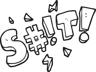 black and white cartoon obscured swearword