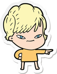 sticker of a cartoon happy woman