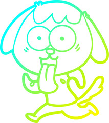 cold gradient line drawing cute cartoon dog