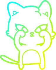 cold gradient line drawing cute cartoon cat