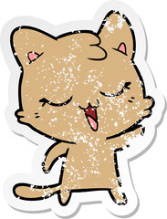 distressed sticker of a cartoon cat