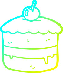 cold gradient line drawing cartoon cake