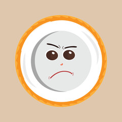 Plate cartoon character, with different expressions, happy mood, sad, angry, facial expressions, with different emotions