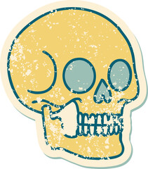 distressed sticker tattoo style icon of a skull