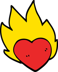 cartoon doodle flaming heart - 751509886