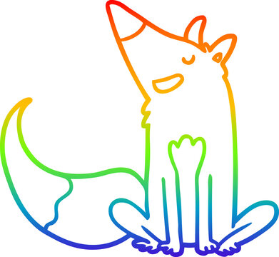 recommend clip art: rainbow gradient line drawing cartoon fox