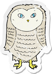 retro distressed sticker of a cartoon owl