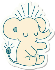 sticker of tattoo style cute elephant