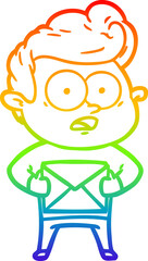 rainbow gradient line drawing cartoon staring man