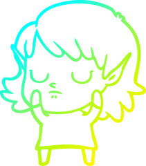 cold gradient line drawing cartoon elf girl