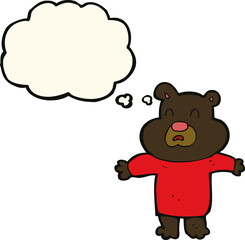 cartoon unhappy black bear  with thought bubble