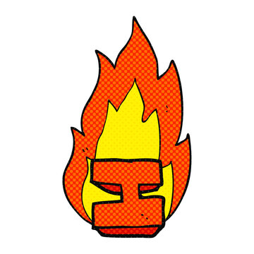 comic book style cartoon flaming letter I