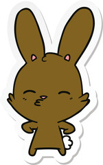 sticker of a curious bunny cartoon