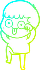 cold gradient line drawing cartoon man staring