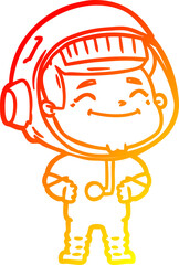 warm gradient line drawing happy cartoon astronaut
