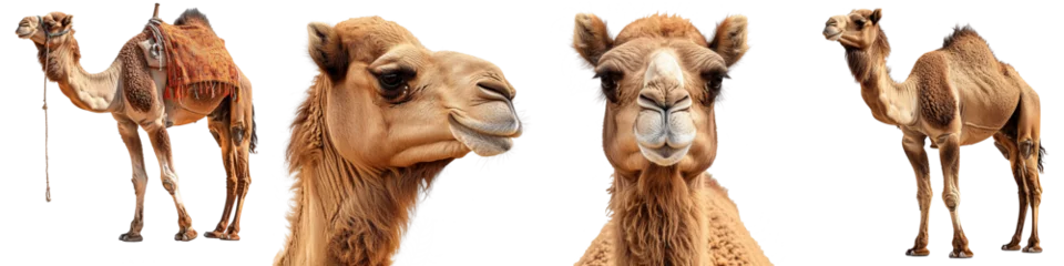 Zelfklevend Fotobehang Collection of camels isolated on transparent background © zenith