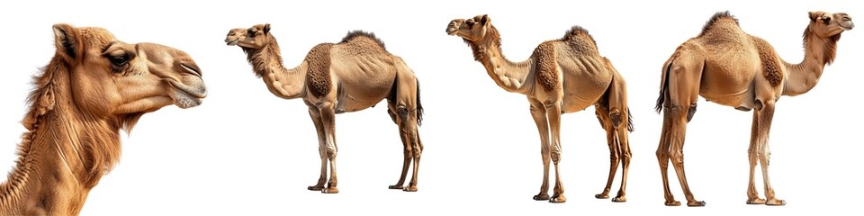 Set of camels isolated on transparent background
