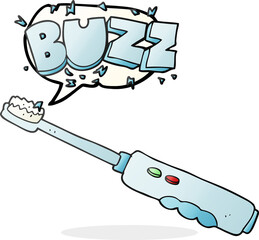 speech bubble cartoon buzzing electric toothbrush