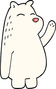 cartoon doodle polar bear waving
