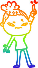 rainbow gradient line drawing cartoon woman