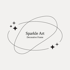Sparkle Oval Monoline Frame, Vector Illustration