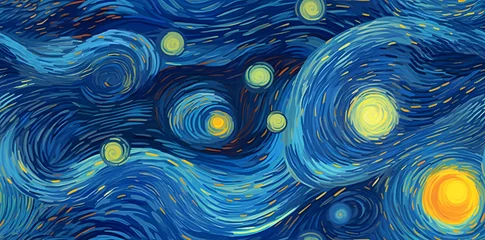Fototapeten Seamless pattern of sky in style of Van Gogh Starry Night © Oksana