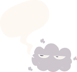 cute cartoon cloud and speech bubble in retro style