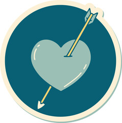 tattoo style sticker of an arrow and heart