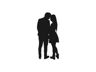 Happy couples standing silhouettes. Man and Woman standing silhouette. couple standing arms crossed against. man and a woman, a couple standing people, black color isolated on white background.