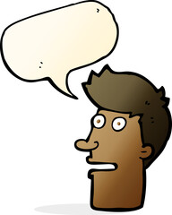 cartoon shocked male face with speech bubble