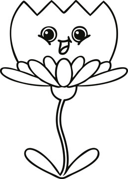 line drawing cartoon flower