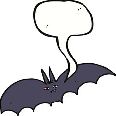 cartoon vampire bat with speech bubble