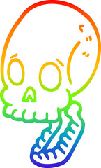rainbow gradient line drawing cartoon skull