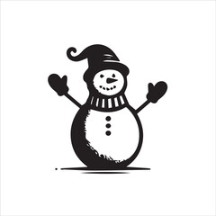 silhouettes of snowman isolated on white background