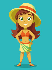 Woman looking forward to summer holidays: vector illustration