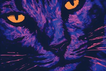 Panthera eyes in the jungle night - wallpaper background - obrazy, fototapety, plakaty
