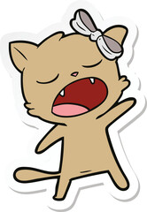 Obraz na płótnie Canvas sticker of a cartoon singing cat