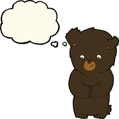 cute cartoon black bear with thought bubble