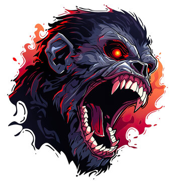 t-shirt design icon logo gorilla mask character scary transparent background, image