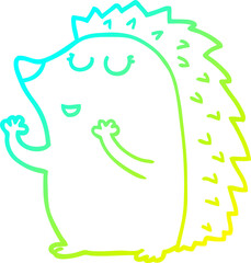 cold gradient line drawing cartoon hedgehog