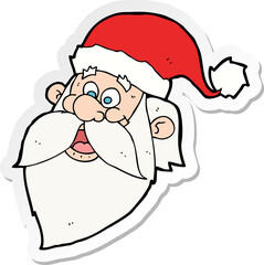 sticker of a cartoon jolly santa claus face